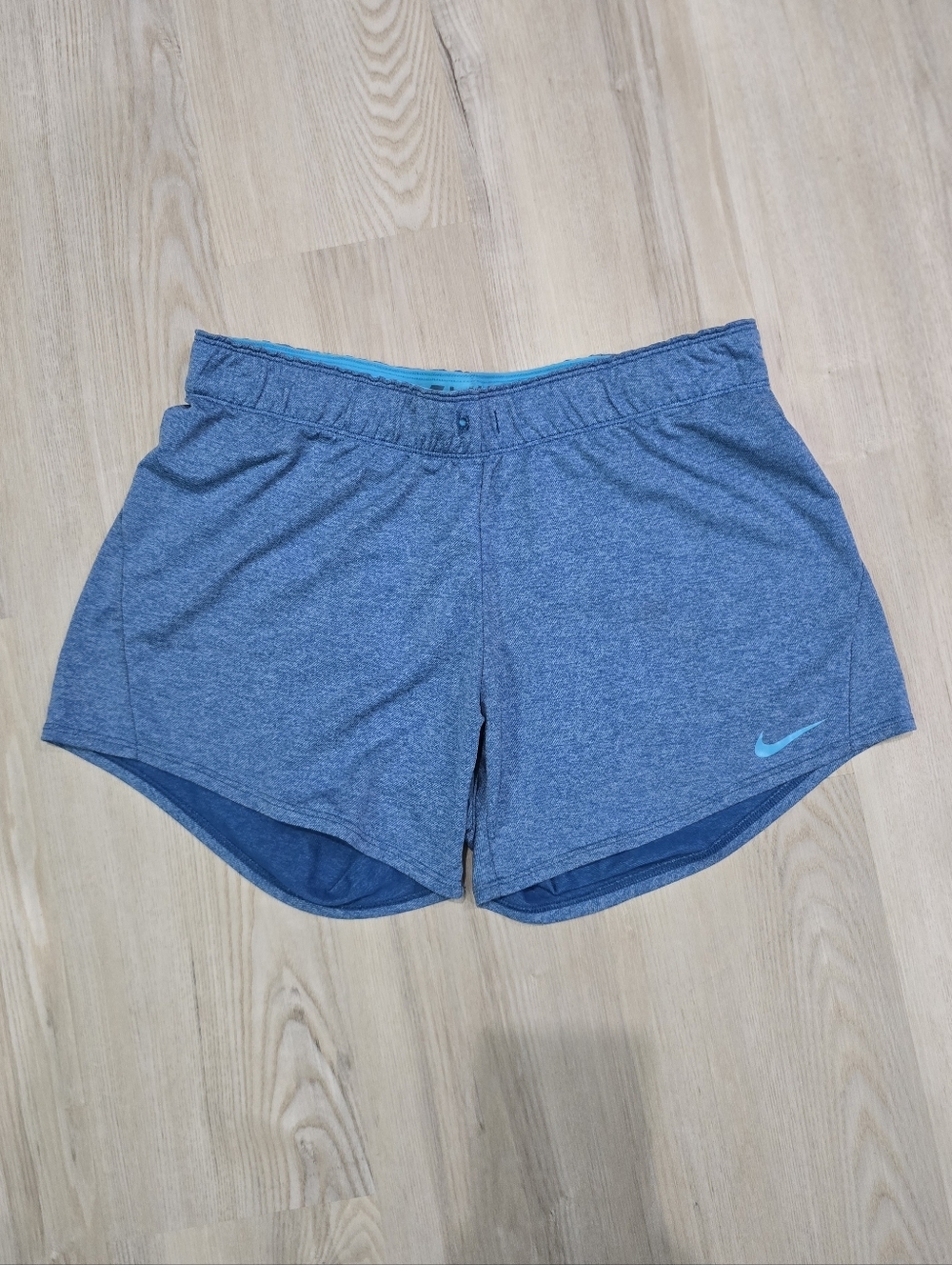 Nike Heather Blue Athletic Running Shorts with Foldover Waistband Size M